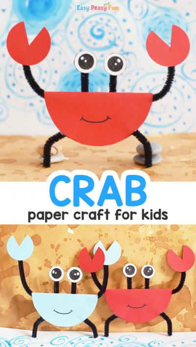 Paper and Pipe Cleaner Crab Craft