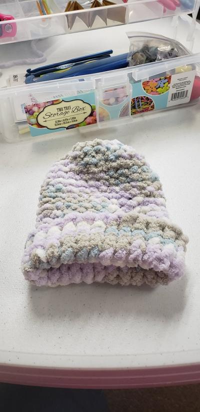 loom knitted baby hat
