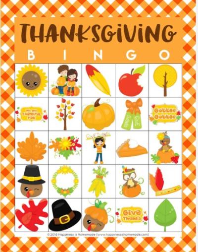 Thanksgiving Bingo 